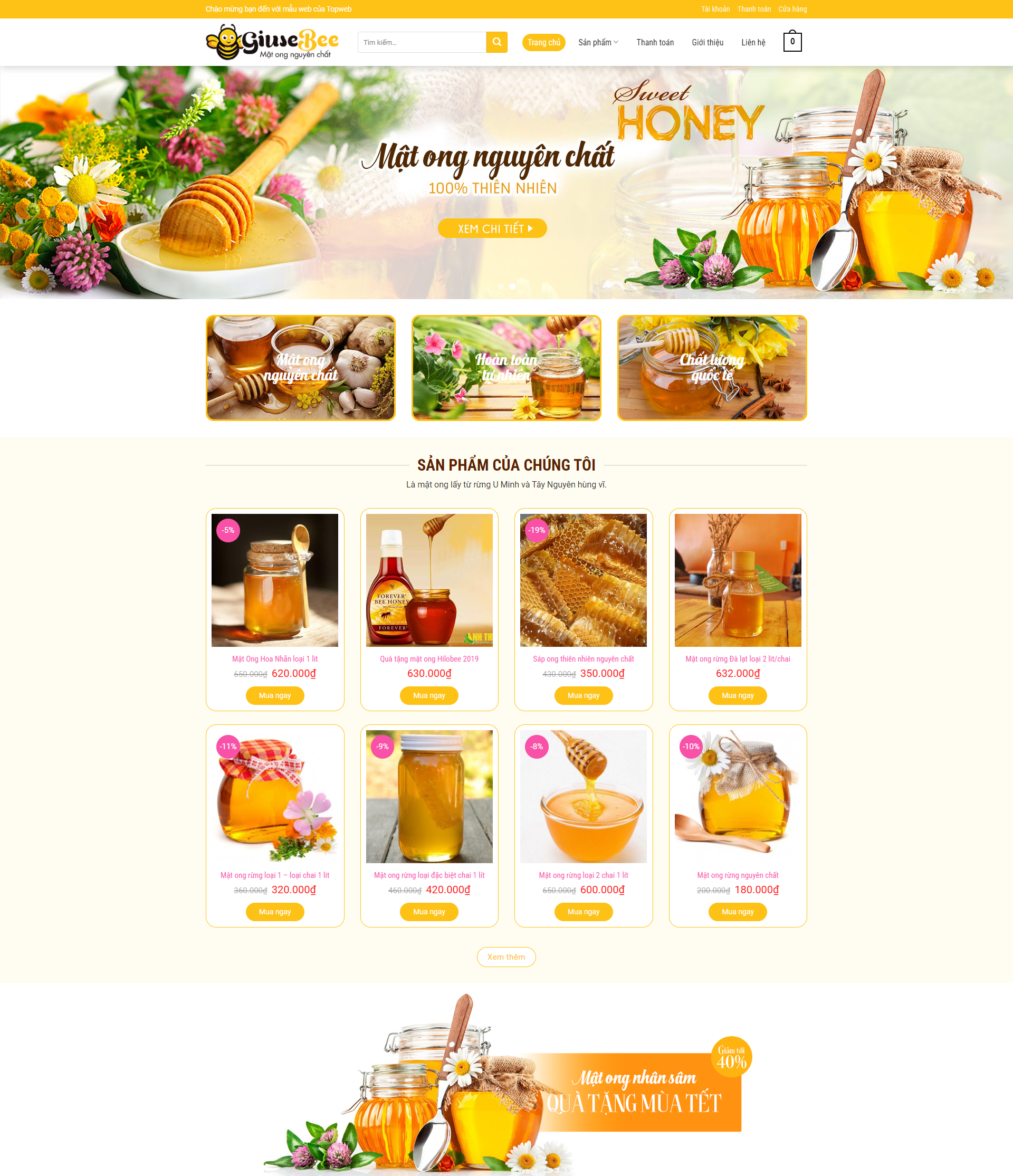 Mẫu website bán mật ong rừng