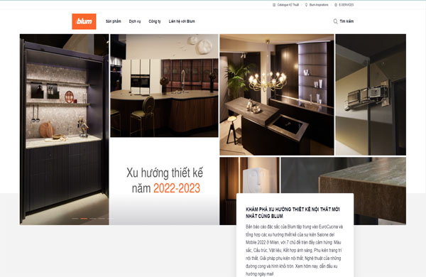 Mẫu thiết kế website bán phụ kiện nhà bếp thương hiệu Blum