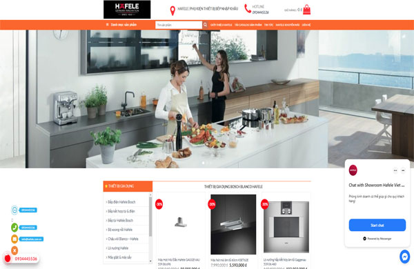 Mẫu thiết kế webiste bán phụ kiện nhà bếp thương hiệu Hafele