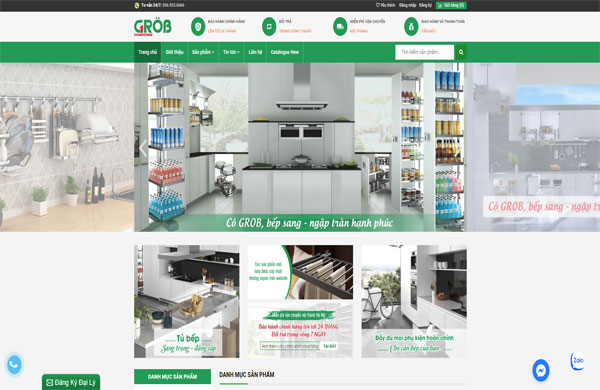 Template thiết kế website bán phụ kiện nhà bếp thương hiệu Grob