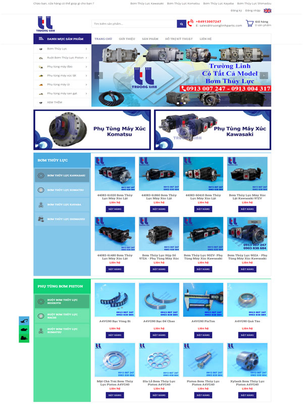 Mẫu thiết kế website bán phụ tùng thủy lực 