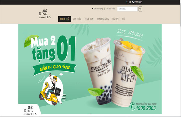 giao diện thiết kế website quán bán trà sữa