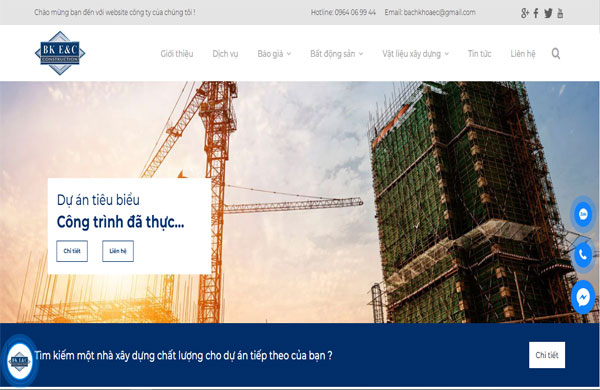 giao diện thiết kế website bán vật liệu xây dựng hiện đại