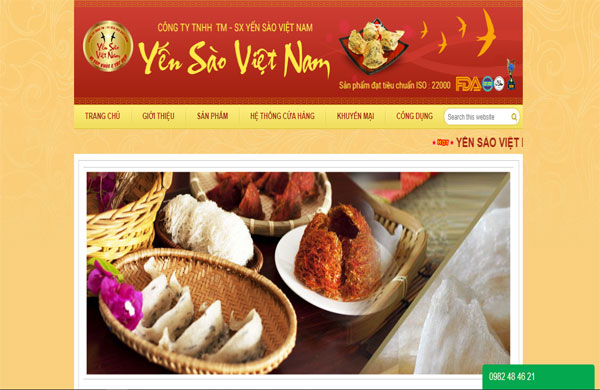 mẫu thiết kế website thương hiệu yến sào việt nam