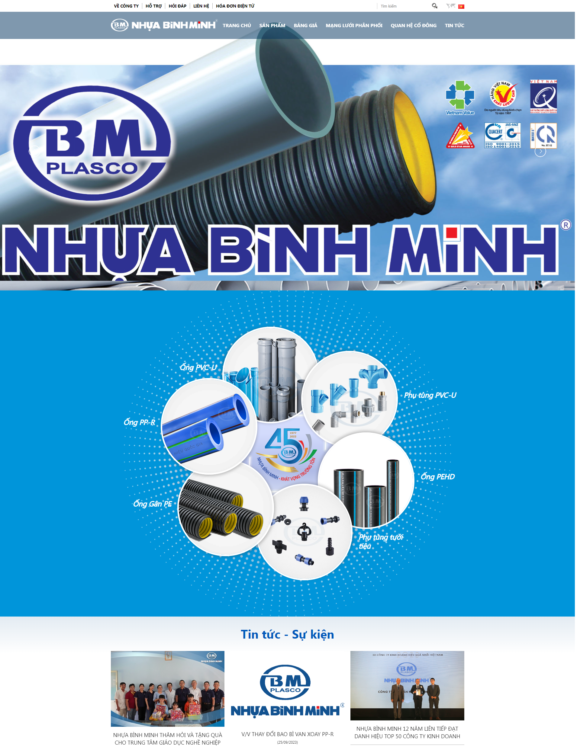 Mẫu website công ty sản xuất nhựa Bình Minh