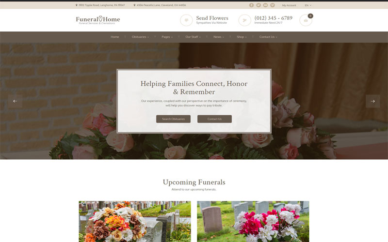 Mẫu thiết kế website dịch vụ tang lễ hiện đại 