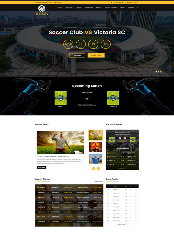 Mẫu thiết kế website bóng đá trực tuyến 