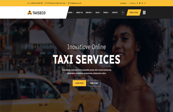 Mẫu thiết kế website dịch vụ taxi đẹp mắt