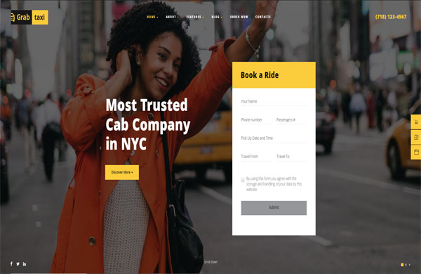 Template thiết kế website dịch vụ taxi đẹp mắt