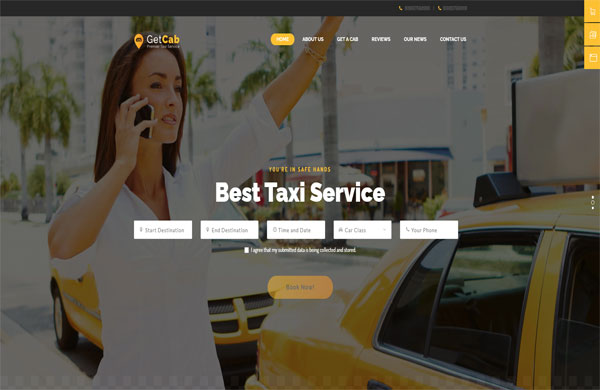 Giao diện thiết kế website dịch vụ taxi thu hút