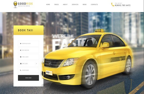 Mẫu thiết kế website dịch vụ taxi ấn tượng 