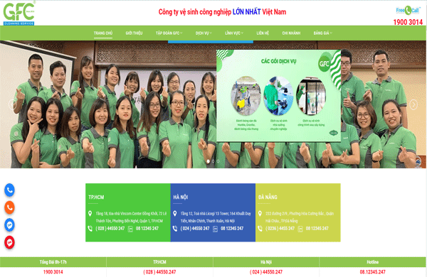 Mẫu thiết kế website dịch vụ vệ sinh Công ty GFC Clean