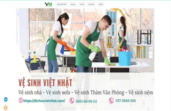 Mẫu thiết kế website dịch vụ vệ sinh Việt Nhật