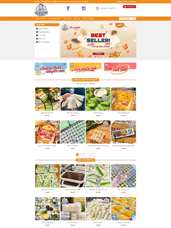 Mẫu thiết kế website bán cơm cháy, đồ ăn vặt