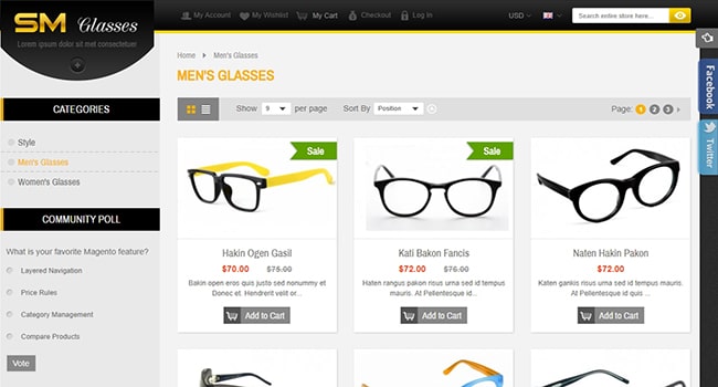 Web giới thiệu sản phẩm kính mắt 