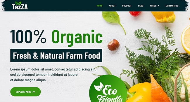 Web giới thiệu sản phẩm Organic food