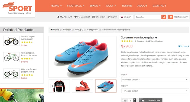 Mẫu website giới thiệu sản phẩm giày thể thao