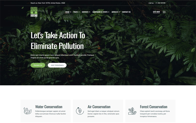 Giao diện thiết kế website môi trường thu hút