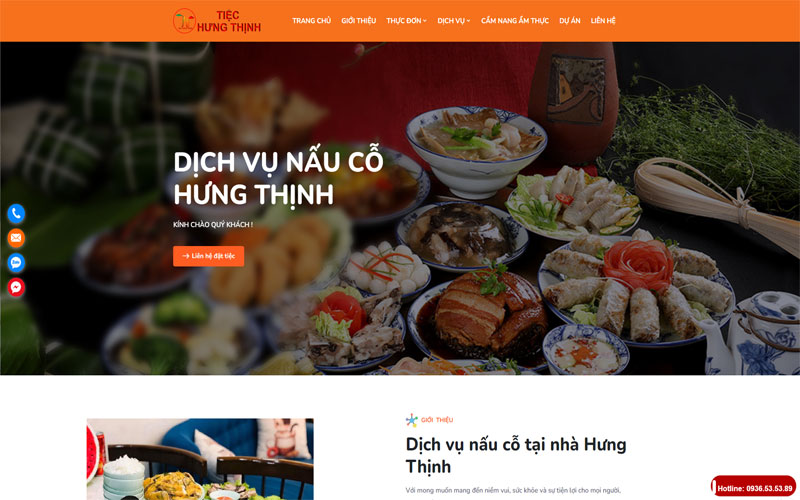 Mẫu thiết kế website dịch vụ nấu cỗ tại nhà 