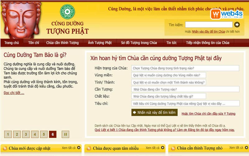 Các module chính khi thiết kế website Phật giáo