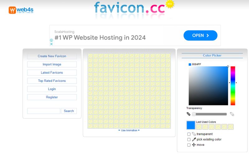 Favicon.cc cung cấp một công cụ trực tuyến đơn giản để thiết kế favicon