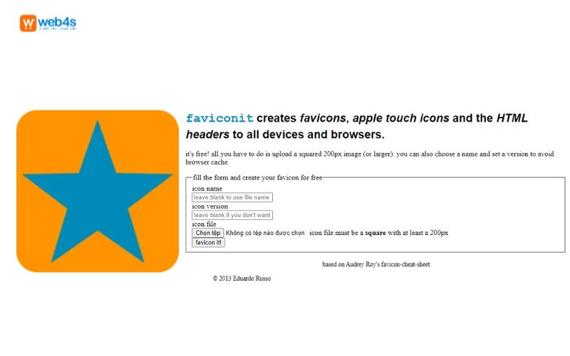 Faviconit cung cấp một công cụ trực tuyến dễ sử dụng để tạo favicon từ hình ảnh