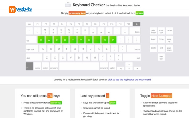 Keyboard Checker - Website test bàn phím nhanh chóng