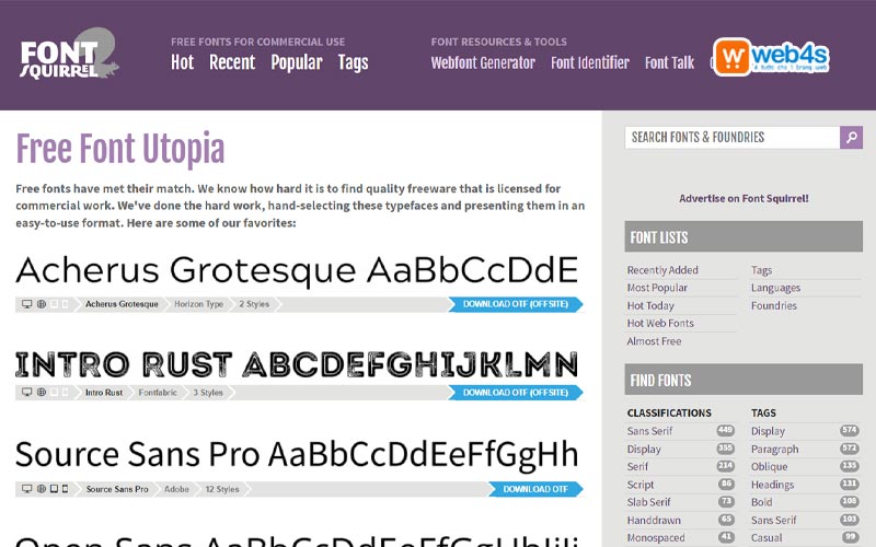 Website tìm kiếm font chữ qua hình ảnh với Fontsquirrel