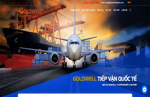 Giao diện thiết kế website xuất nhập khẩu - Goldwell